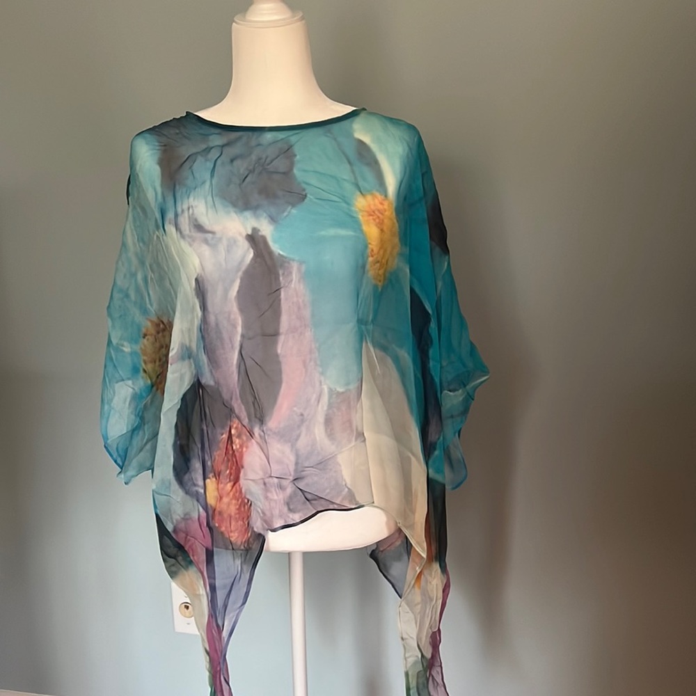 Soft surroundings colorful sheer topper S/M